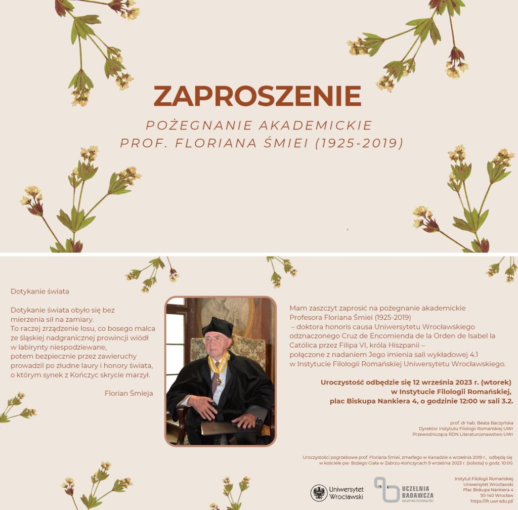 Zaproszenie - prof. Florian Śmieja