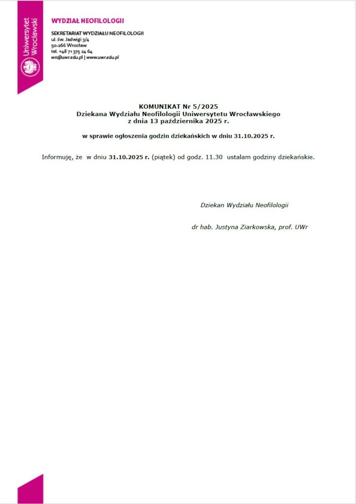 godziny dziekańskie